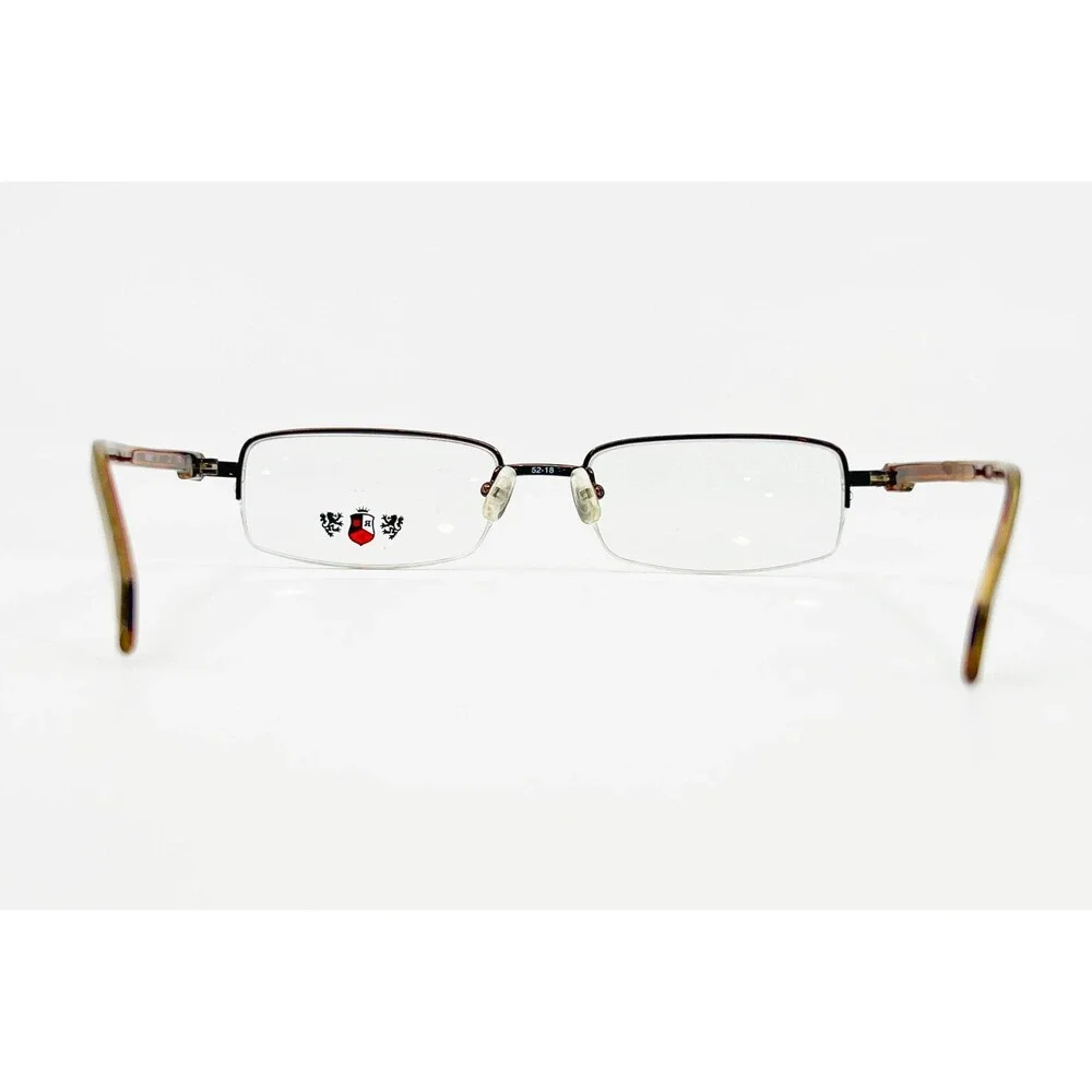 Rebelde Eyeglasses Men Brown New Semi Rimless Rectangle 52-18-140